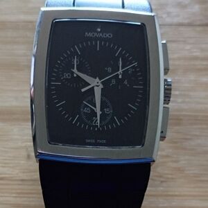 Movado Black and Silver Watch